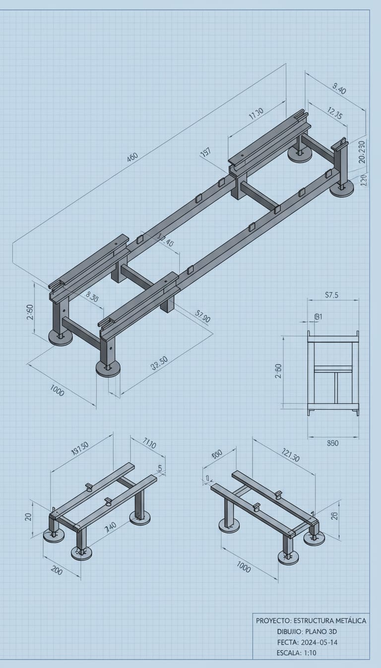 Plano 3D de Estructura Metálica
